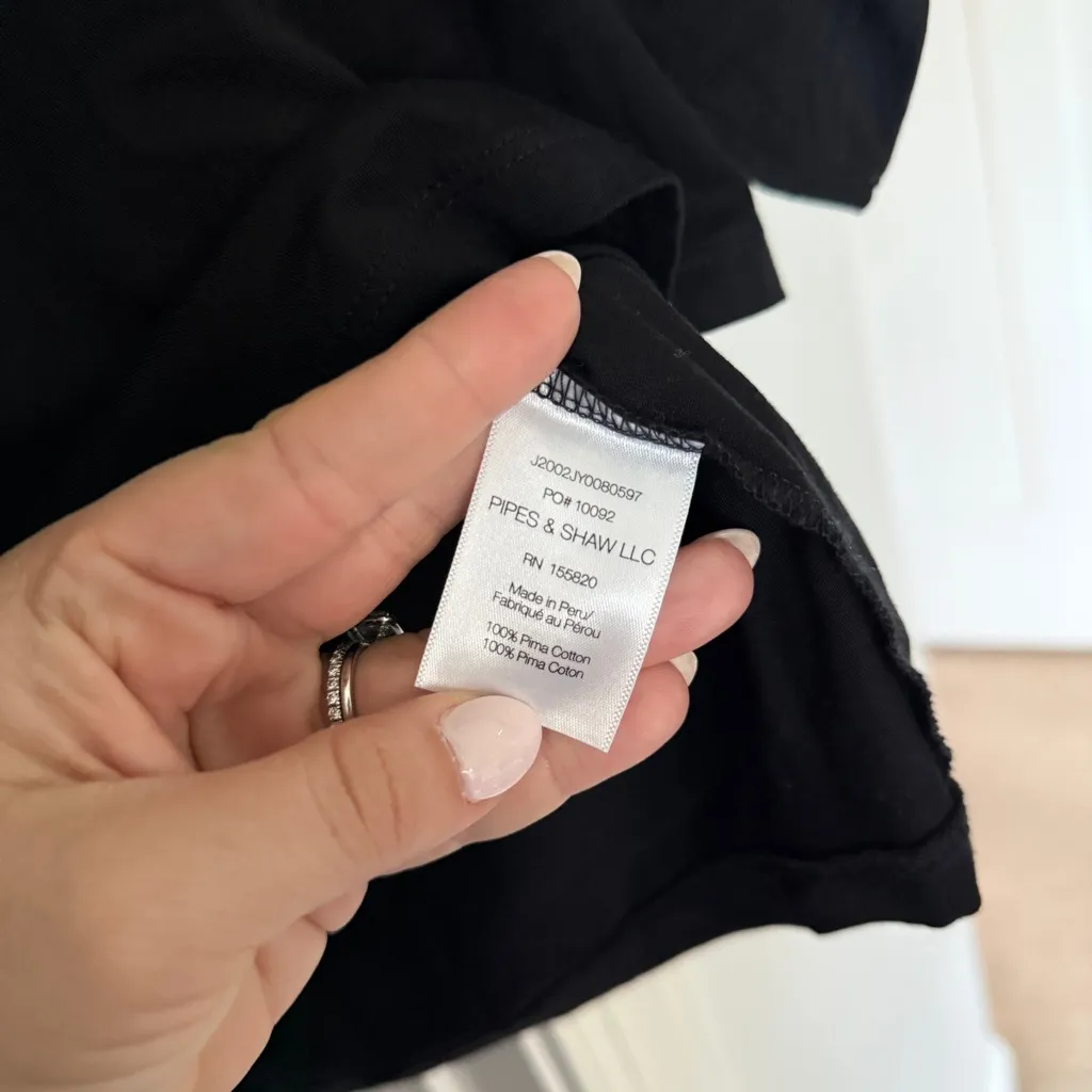 Veronica Beard Jeans Waldorf Tee Black Top Ruched Sleeves - Image 6