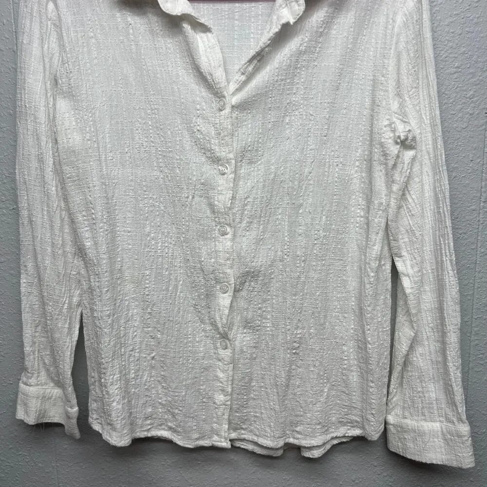 Womens Beach Coastal Vacation Capsule Classic Timeless Workwear Top Size Medium - Image 4