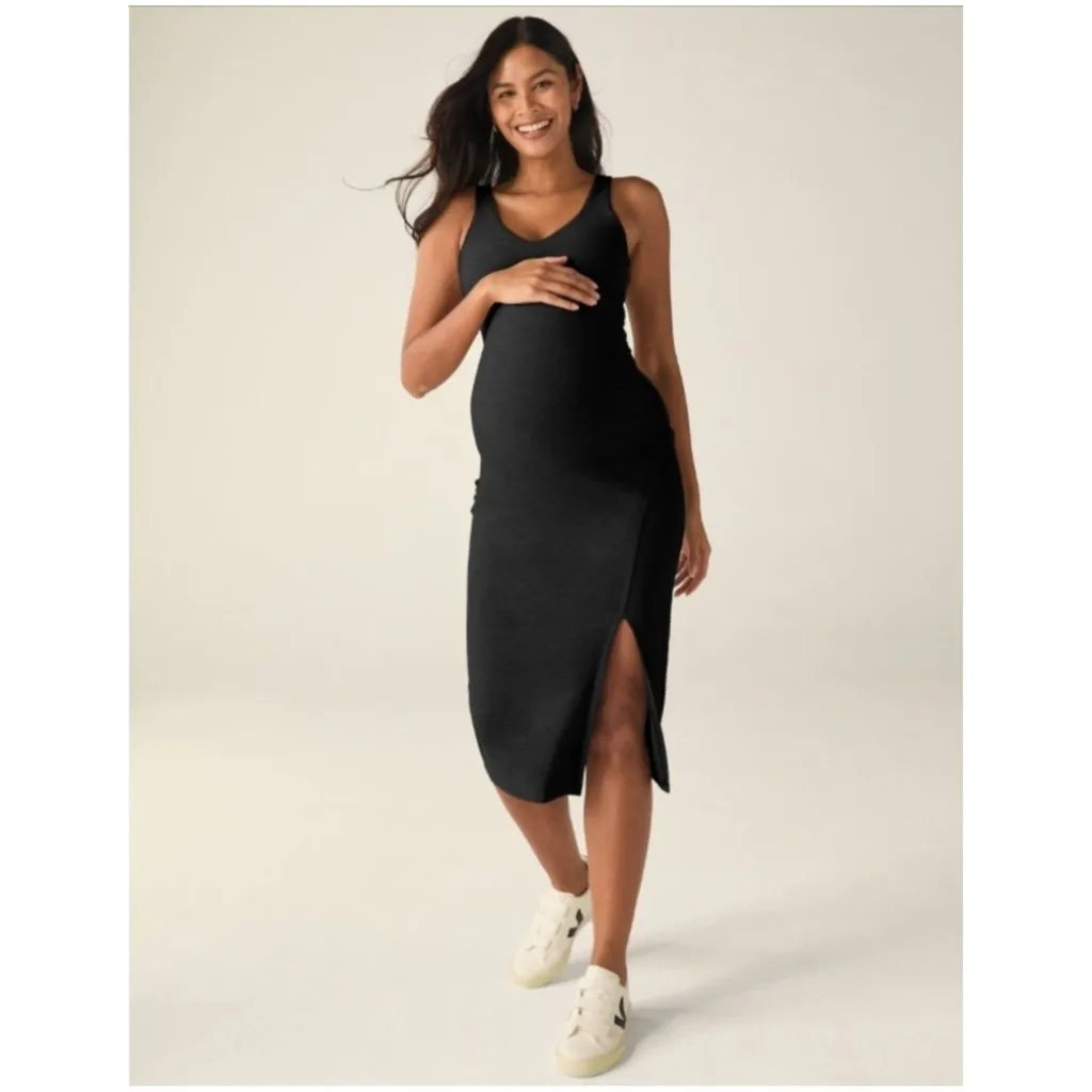 BEYOND YOGA Spacedye Inspire Maternity Midi Dress in Darkest Night Size Medium - Image 9