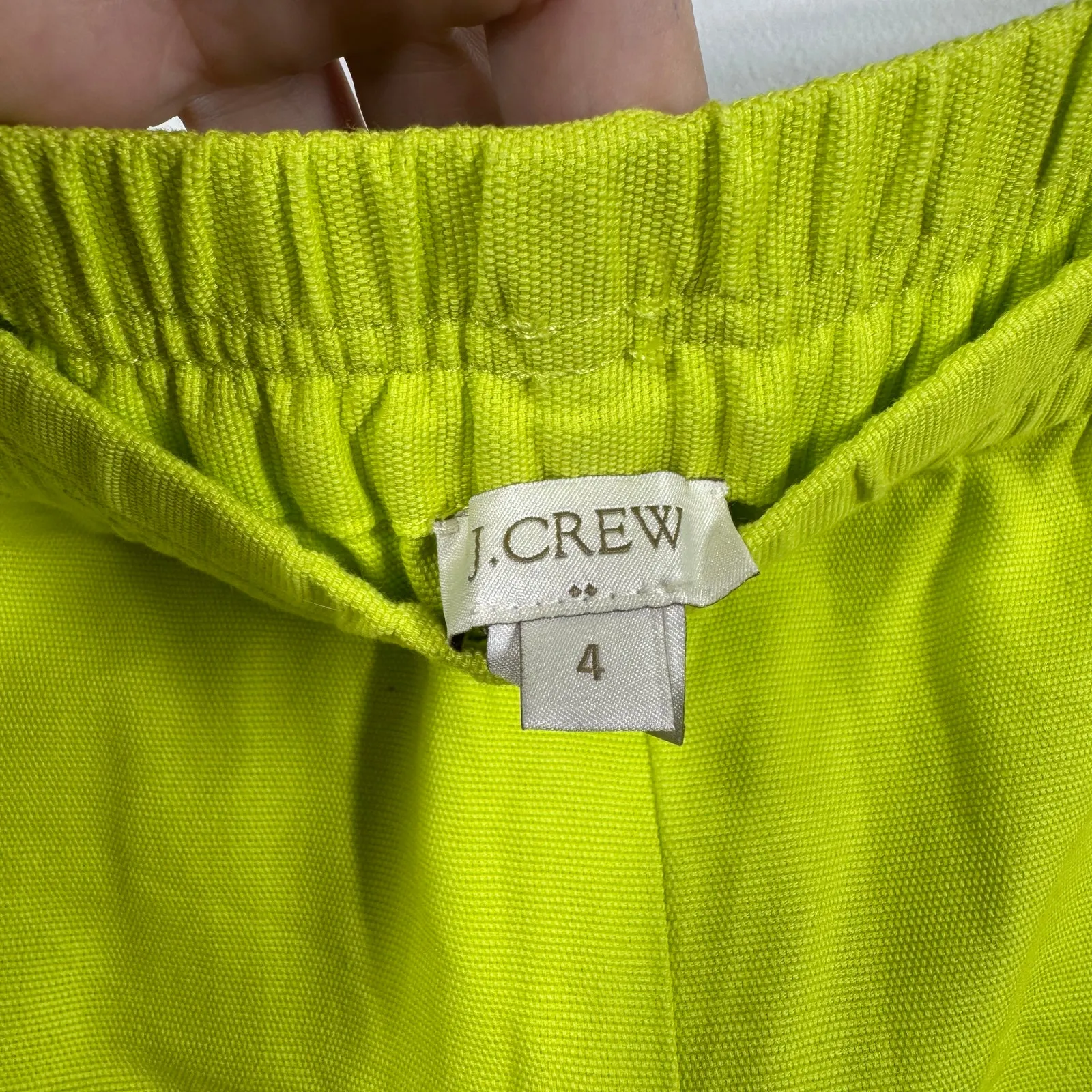 J.Crew Shorts Women 4 Neon Green/Yellow 100% Cotton Pull On Stretch Waist Preppy Green - Image 4