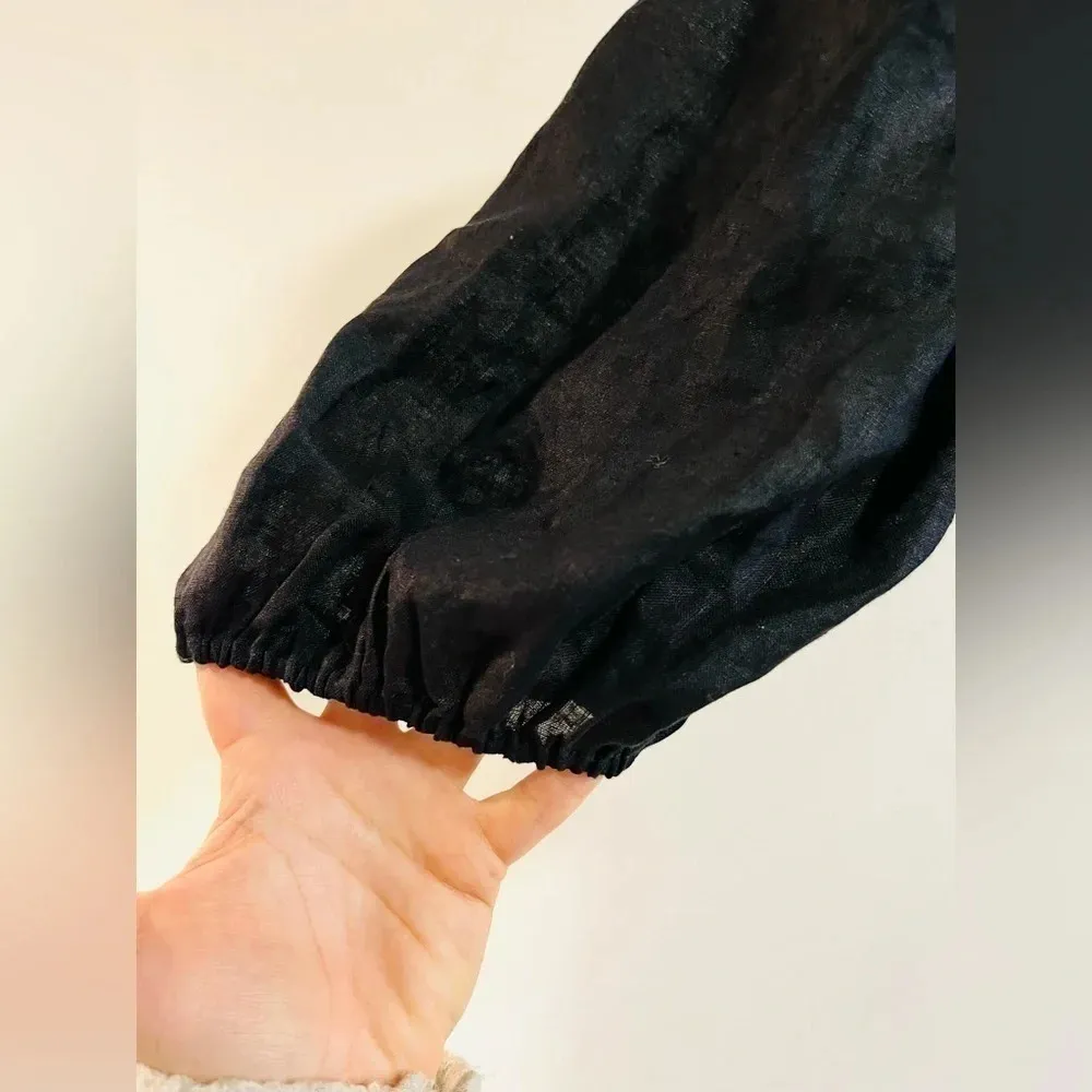 Anthropologie Faithfull the Brand La Marches Linen Top in Black Size 10 NWT $169 - Image 3