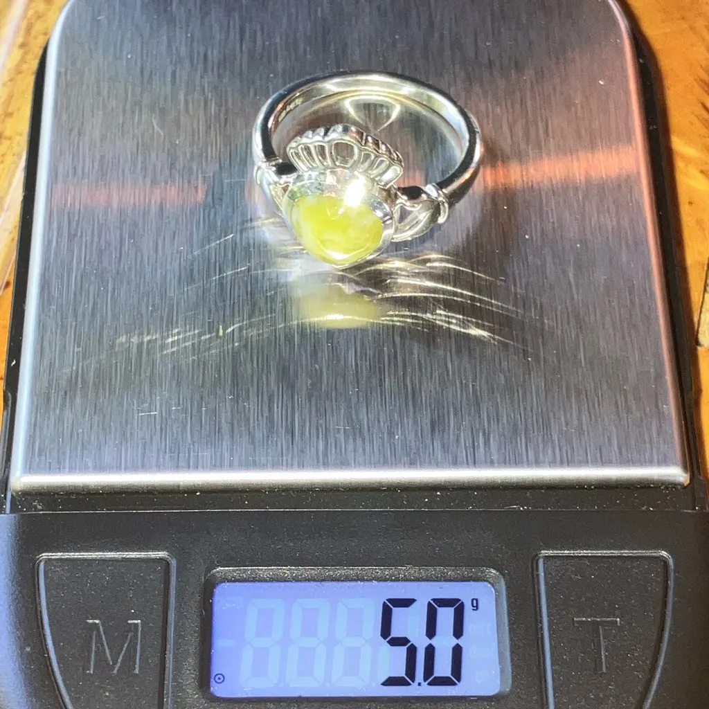 Natural Connemara Marble Sterling Silver Claddagh Ring Size 9 - Image 9