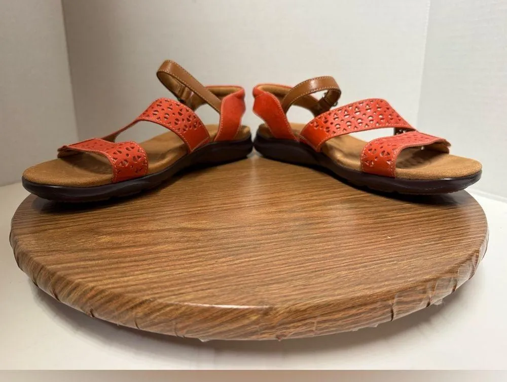 Clark’s Women’s Orange Kitly Way Laser Cut Adjustable Summer Sandal NWT 9.5 WIDE - Image 7