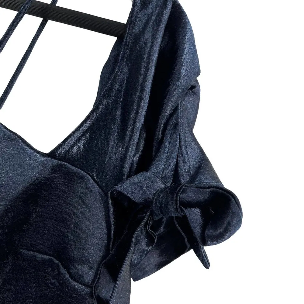 Silence + Noise Urban Outfitters Shiny Blue Off Shoulder Top Size M New - Image 6