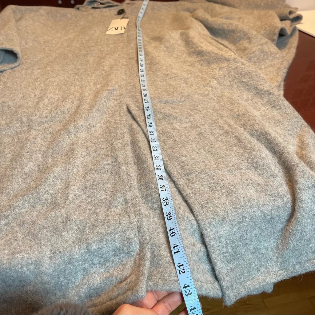 Viral ZARA Alpaca Wool Blend Scarf Cape Coat ZW Collection Grey M Medium New - Image 10