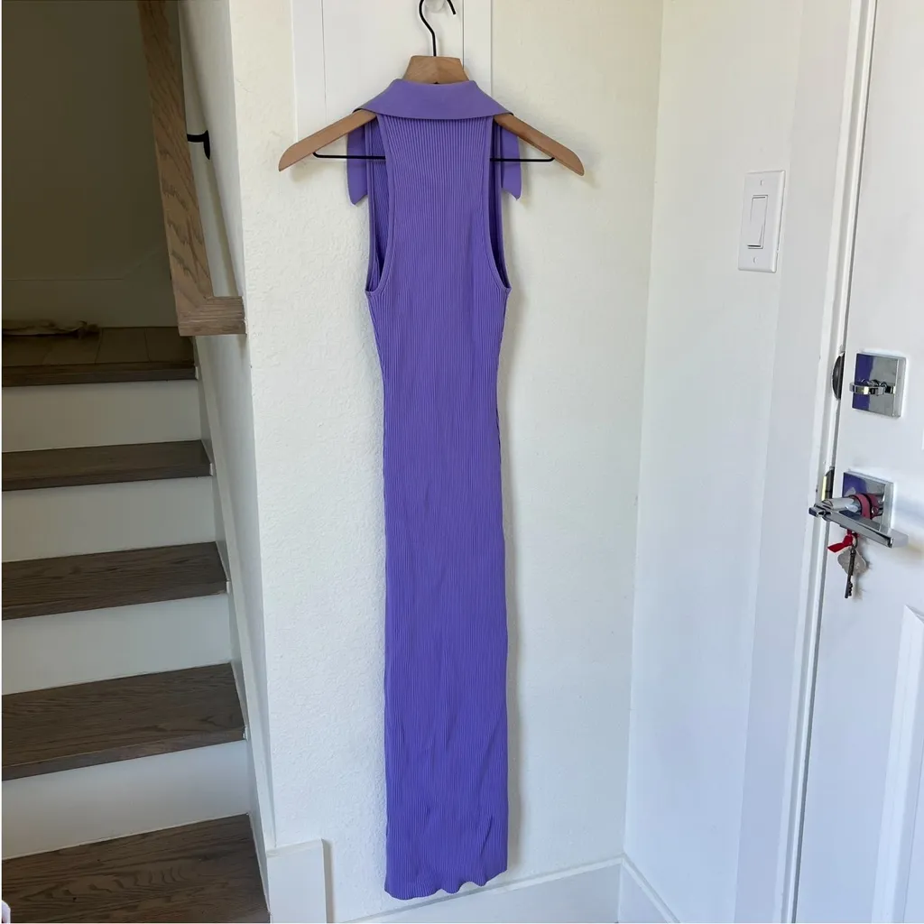 A.L.C. ALC Asher Sleeveless Rib Midi Dress Purple - Image 5