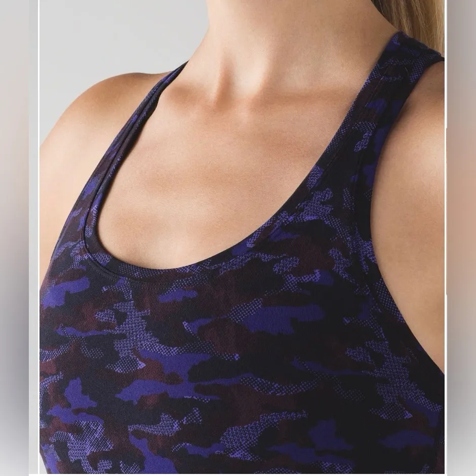 Lululemon Cool Racerback II Tank Top Mini Hounds Camo Emperor Blue Black Size 6 - Image 3