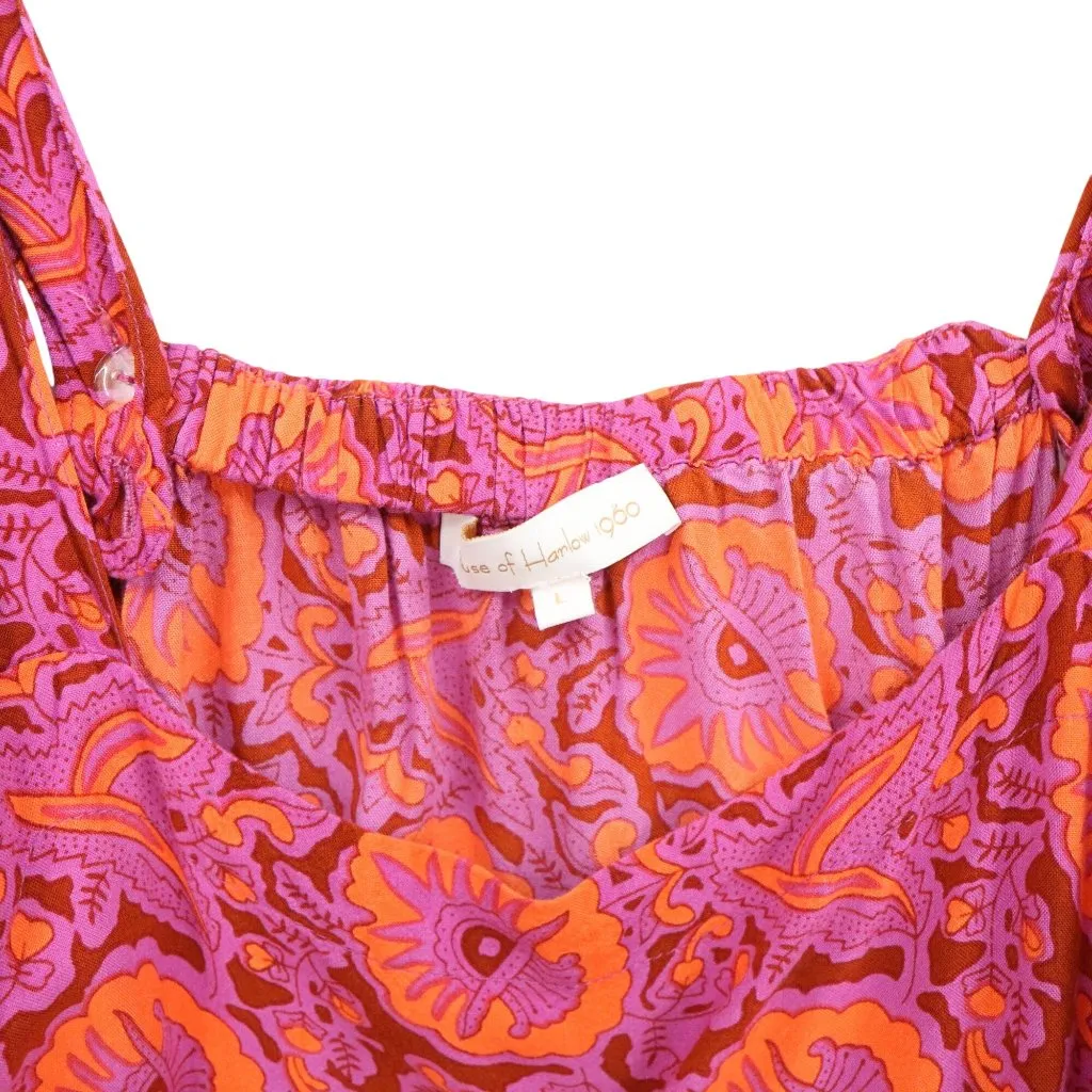 House of Harlow 1960 Jackie Boho Dress Flutter Sleeve Midi L Pink Size L - Image 8