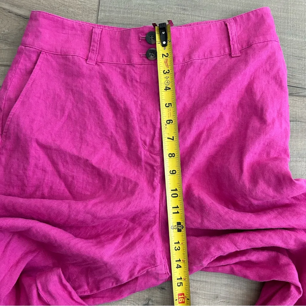 Boden Wide Leg Palazzo Double Button High Rise Linen Pants Pink Peony 10 - Image 9