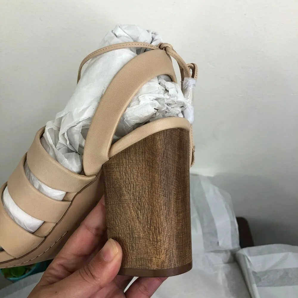 NEW Splendid Brayden Leather Heeled Sandals Color Sand Women's 10 - Image 4