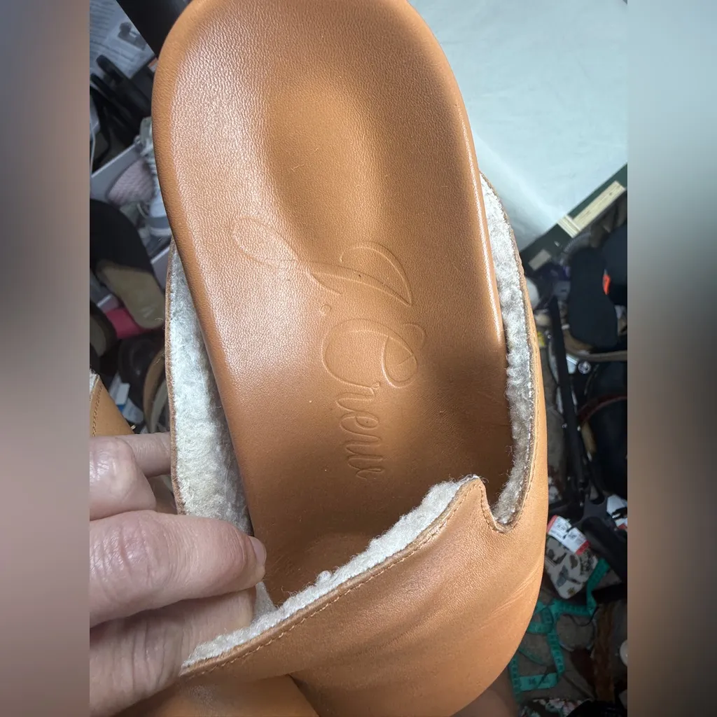 J Crew Pacific Toasted Wheat Sherpa Lined Leather Women’s Mules Clogs Slide 9.5 - Image 10