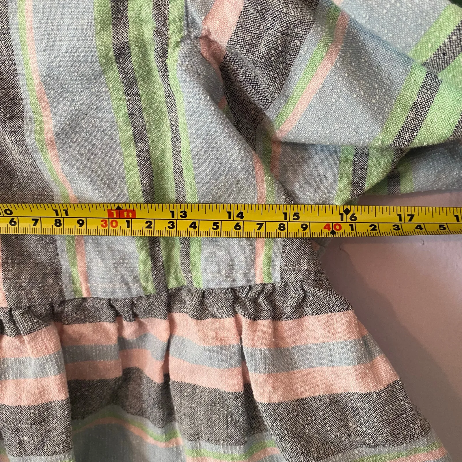 Hunter Bell New York Pink Green Blue Stripe Puff Sleeve Blouse Women size Small - Image 9