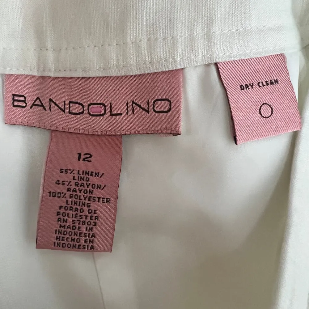 Bandolino Linen Blend White Cropped Pants Women's Size 12 Coastal Breathable - Image 2