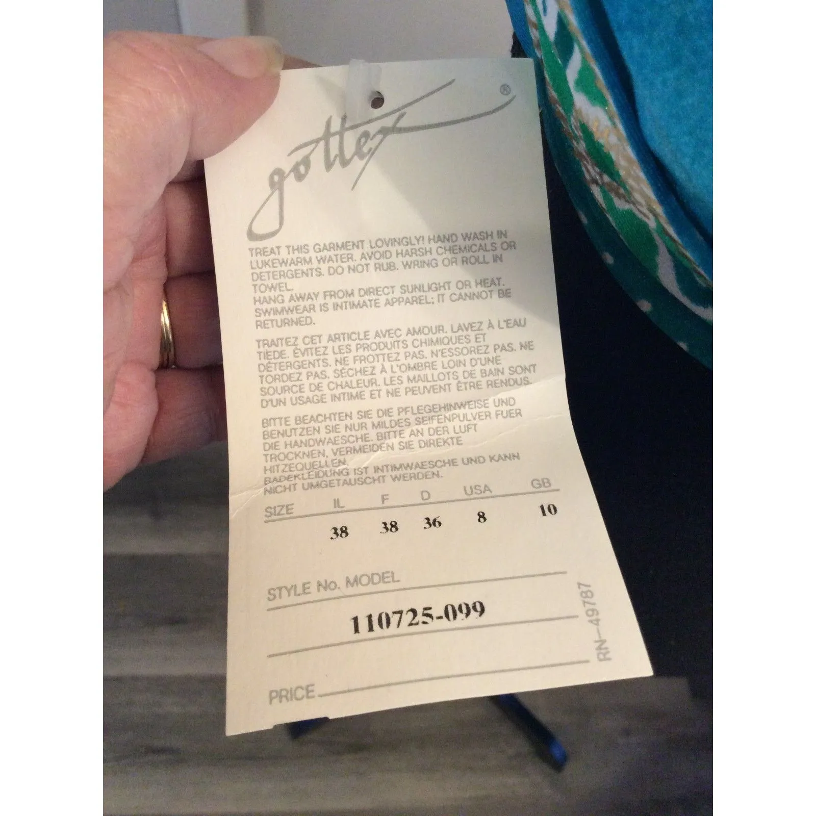 New NWT Gottex Bikini Top Size 8 Teal Blue Greens Gold - Image 4