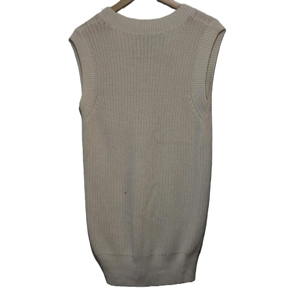 Womens Abercrombie & Fitch White Ribbed Sweater Sleeveless Dress Size Small S - Image 2