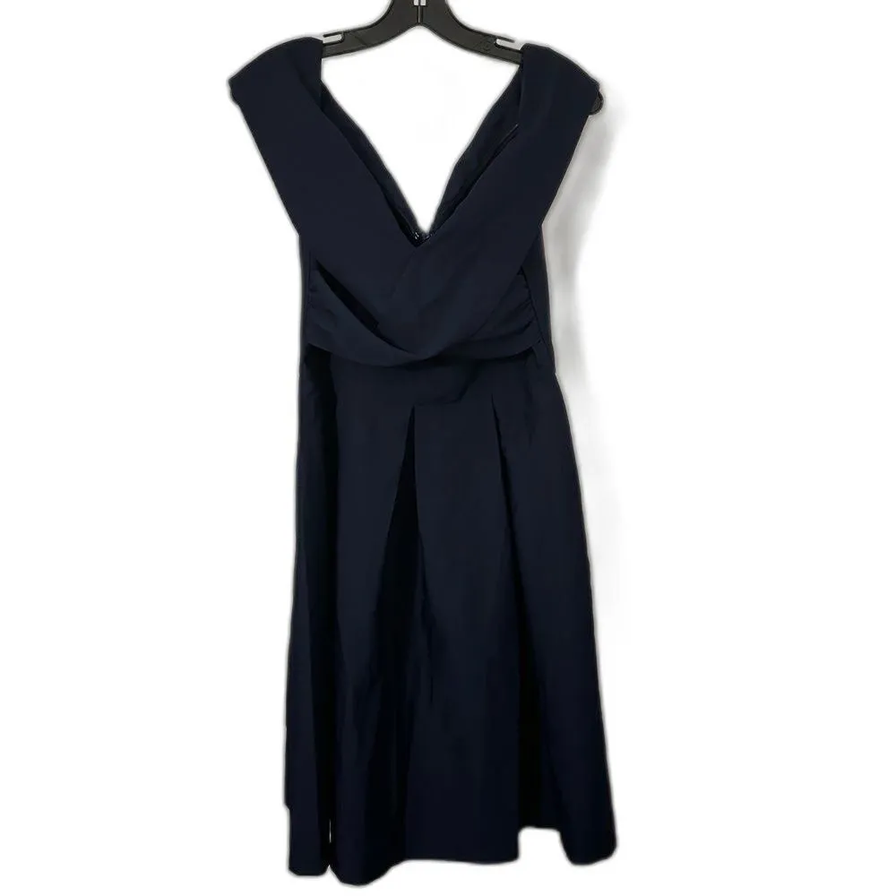 Chi Chi London Navy Bardot Wrap Skater Dress Size 8 Blue - Image 4