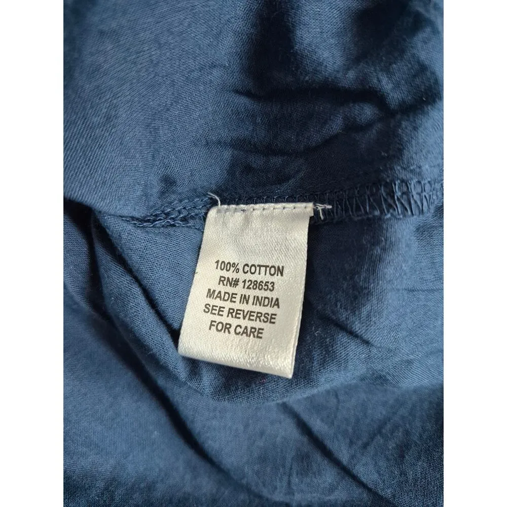 Ellen Weaver 100% Cotton Tunic/Cover Up Blue/Green Drawstring Sz L Blue Size L - Image 5