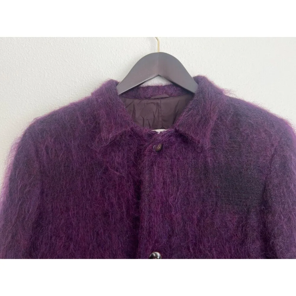 Jil Sander  Purple Mohair Wool Blend Long Coat Button Front Size DE 38/ US 8 - Image 2