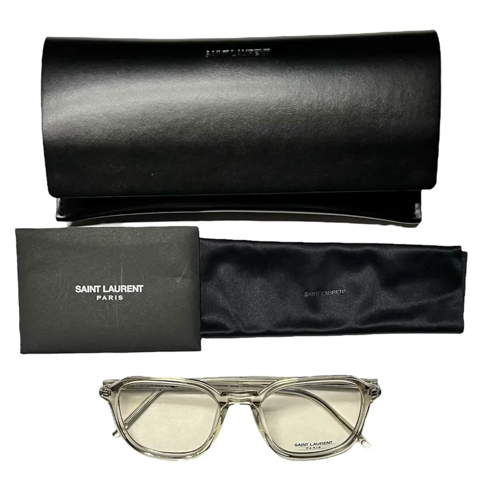 NEW Saint Laurent 53mm Transparent Round Optical Eyeglasses Beige - Image 12