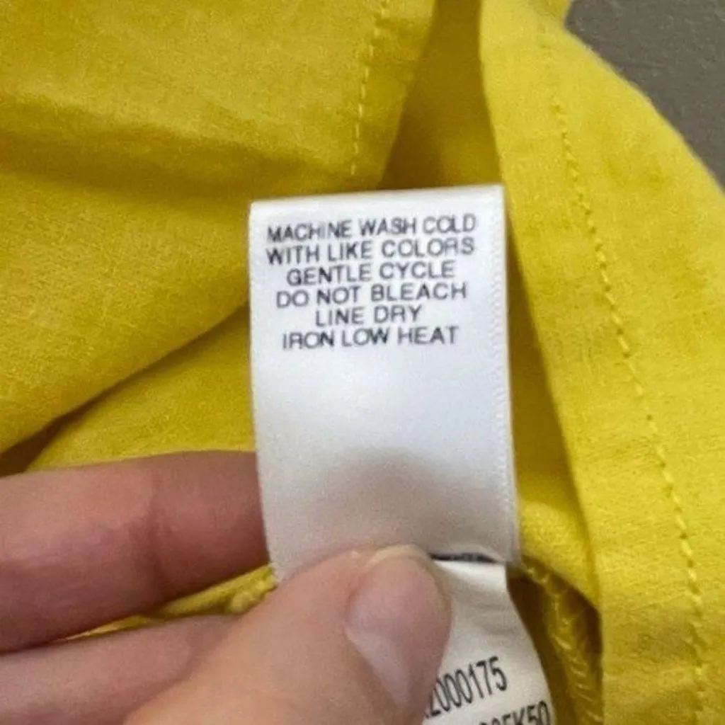 Chelsea & Violet Linen Dress Size Medium Ruffle Open Back Celery Yellow Sz M New - Image 7