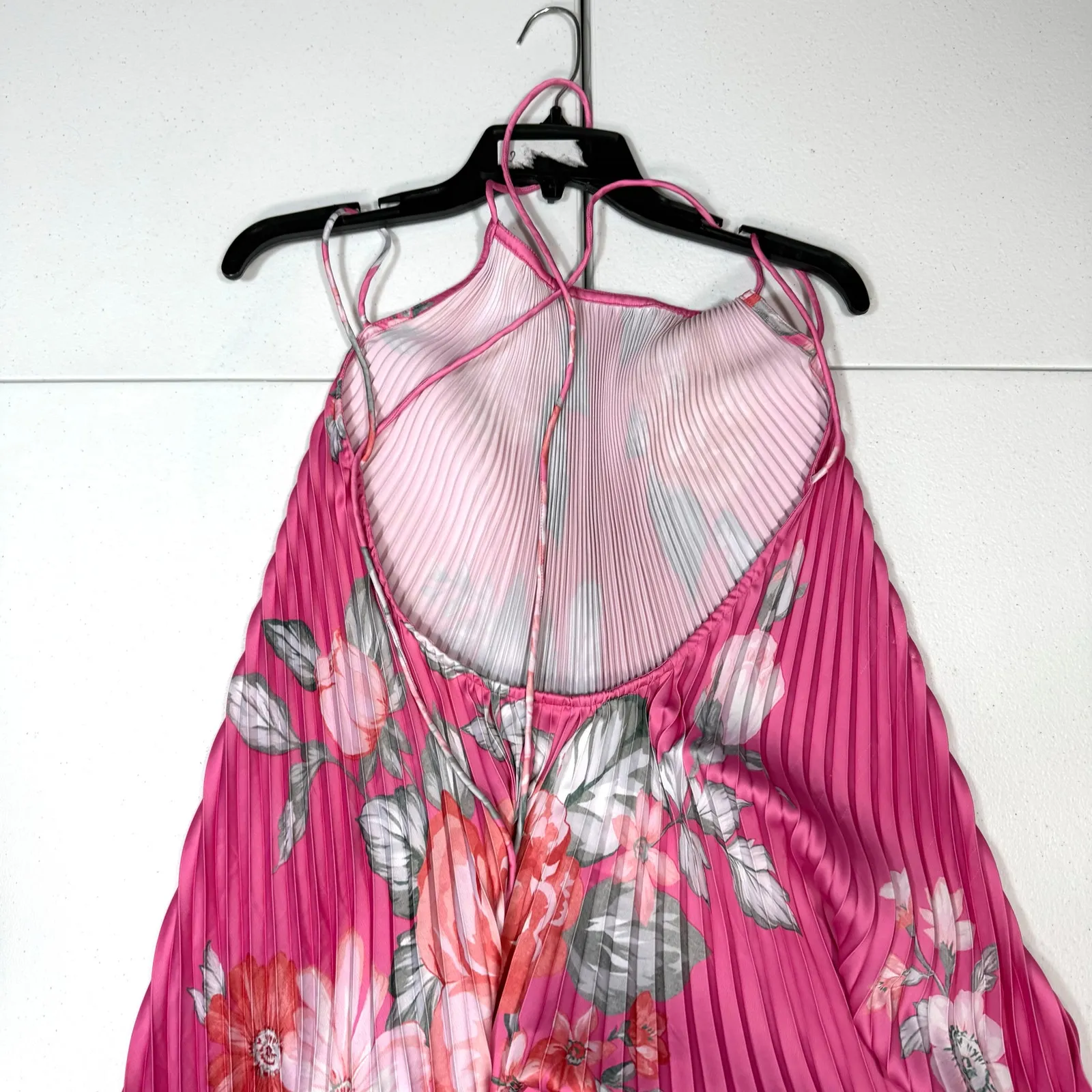 LIDÉE Pink Floral Ete pleated midi Dress Size 6 - Image 9