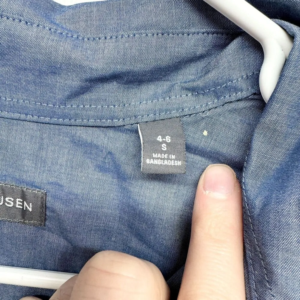 VAN HEUSEN Button Up Women Size S 4-6 Blue Long Sleeve Cotton Spread Collar - Image 3