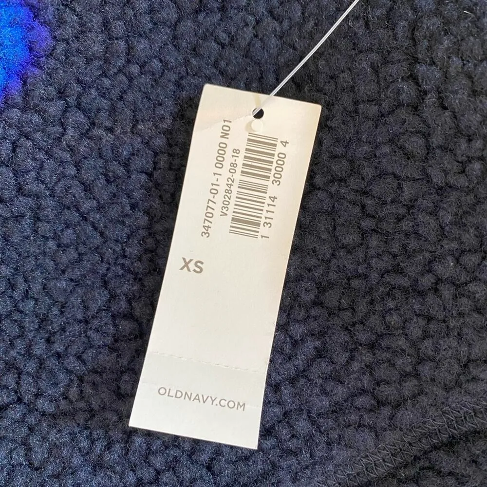 Old Navy Sherpa Jacket Women's Navy Teddy Brown Faux Suede Lined Coat SZ XS NWT - Image 9