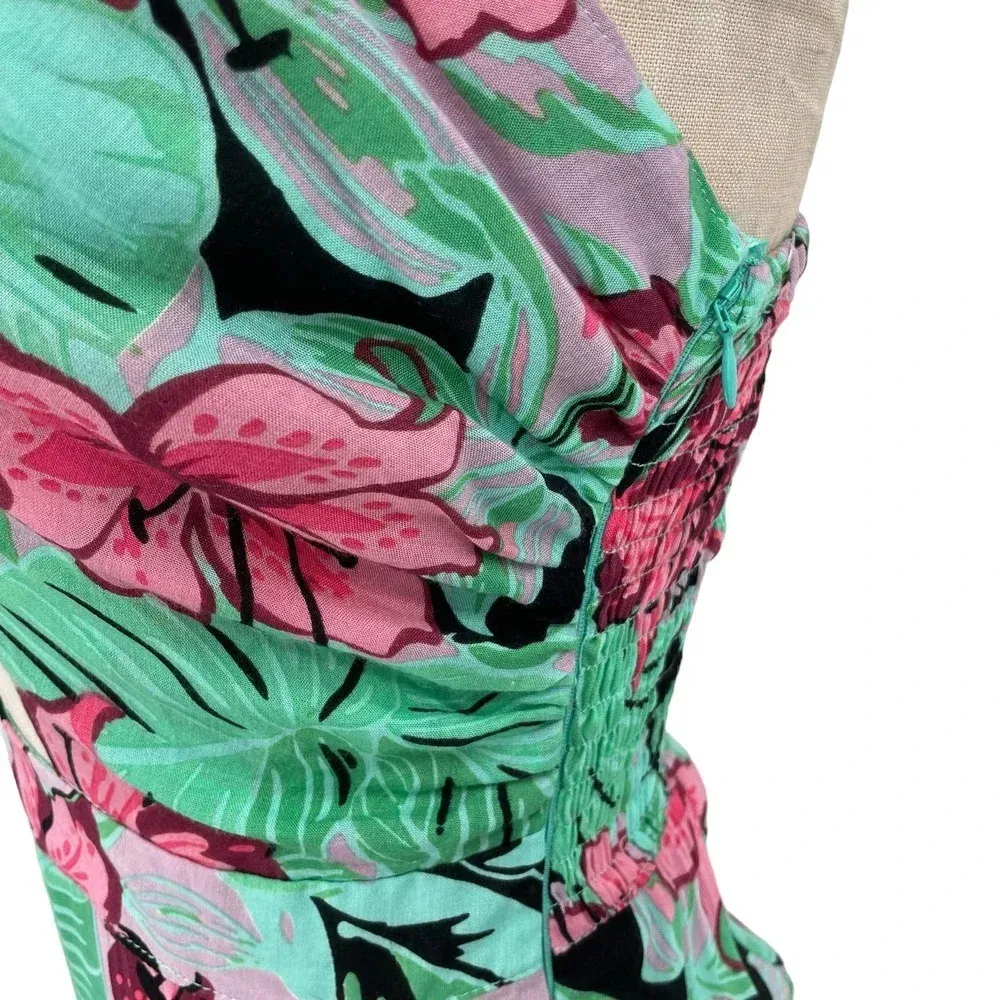 Cleobella Angelina Hawaii Tie-Front Jumpsuit Green Pink Floral Palm‎ Size Small - Image 8