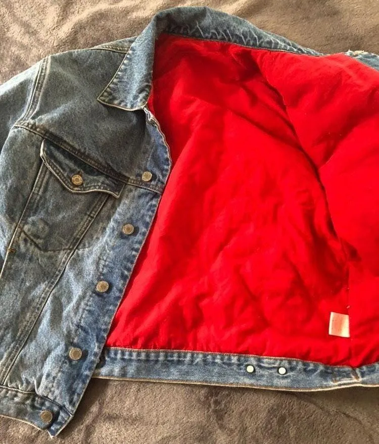 Brandy Melville Oversized Denim Jacket With Red Lining - Image 2