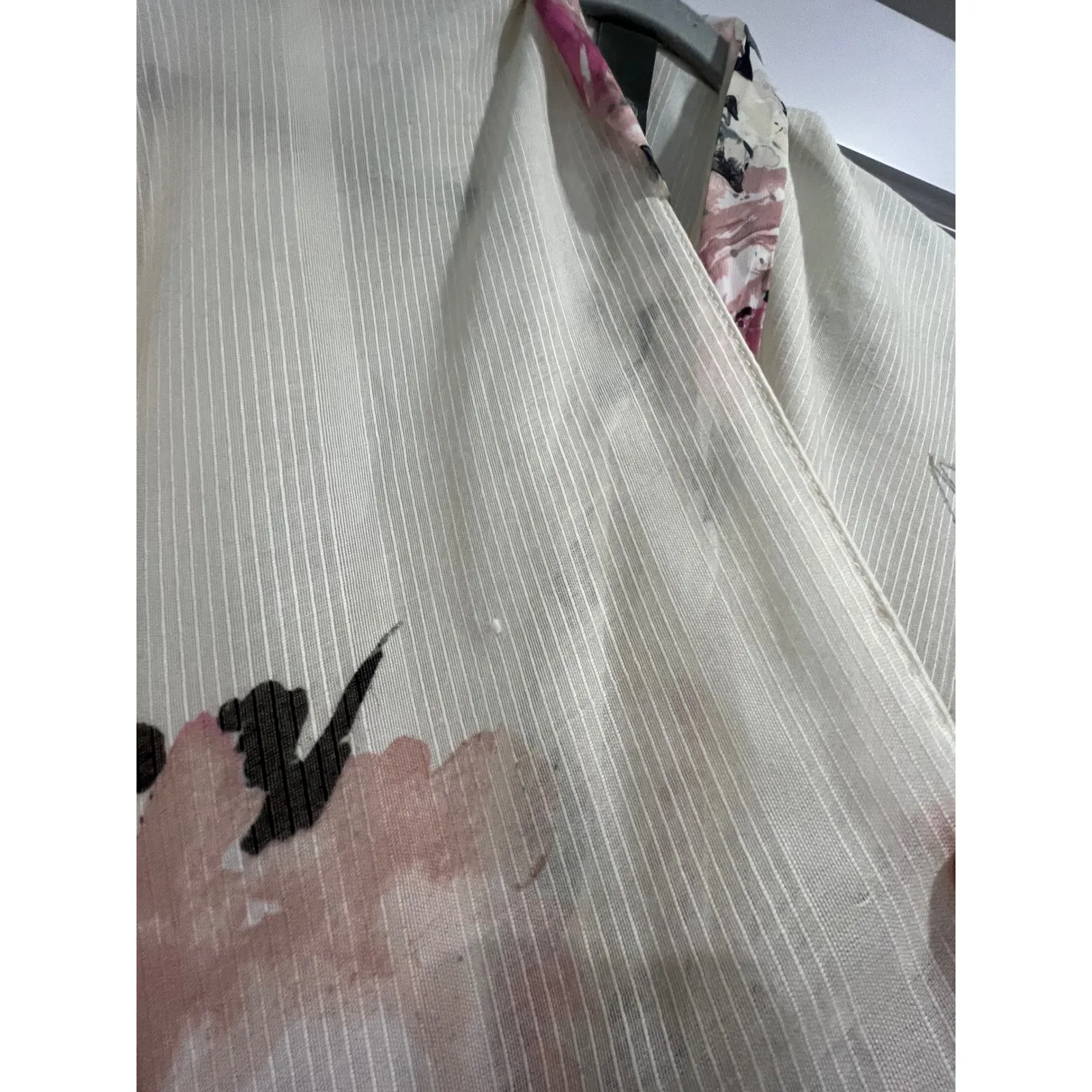 Vince Camuto Floral Print Open Front Kimono‎ Cardigan Cream Pink Green One Size - Image 7