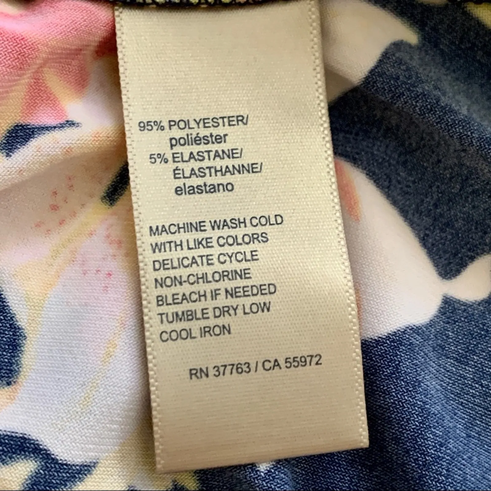 Rafaella Dress Blue Pink Yellow Floral Cold Shoulder Short Sleeve Dress Large - Image 12