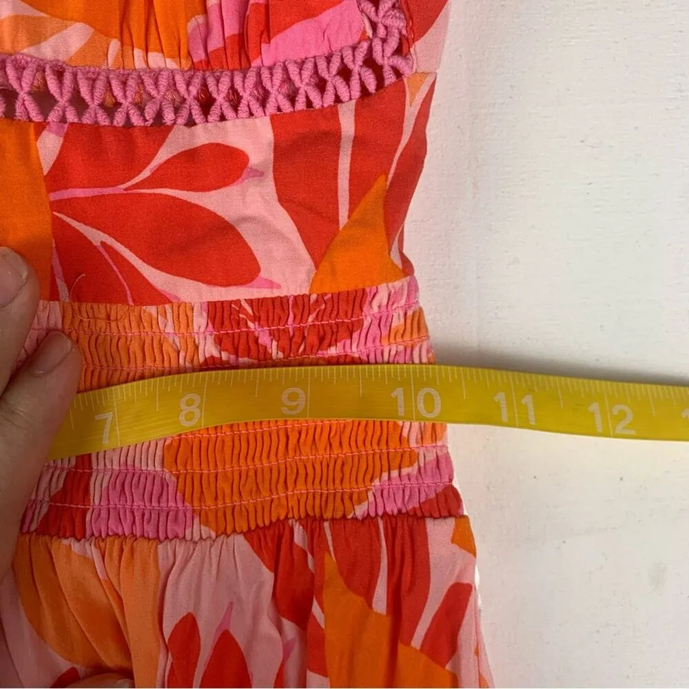 Anthropologie Abel the Label women's XS sundress orange pink floral maxi backles - Image 7