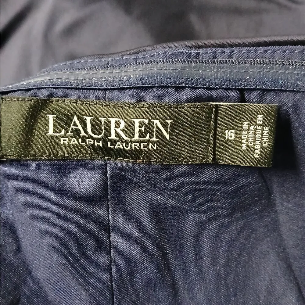 Lauren Ralph Lauren Womens Cocktail Dress Plus Size 16 Blue Satin Formal Sexy - Image 6