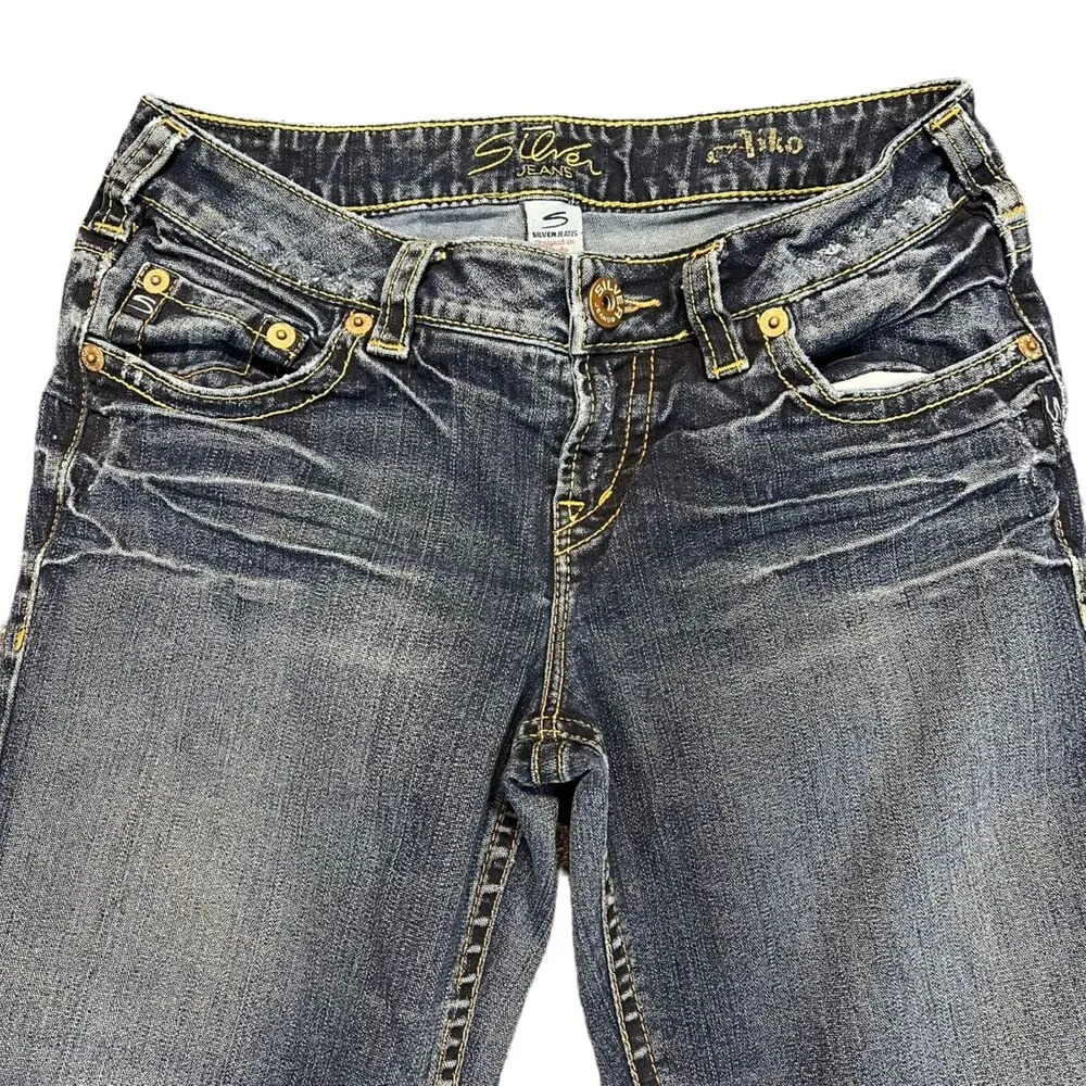 Silver Jeans Womens Denim Blue Jeans Aiko Fit Flare Leg Dark Wash Size 29 - Image 2