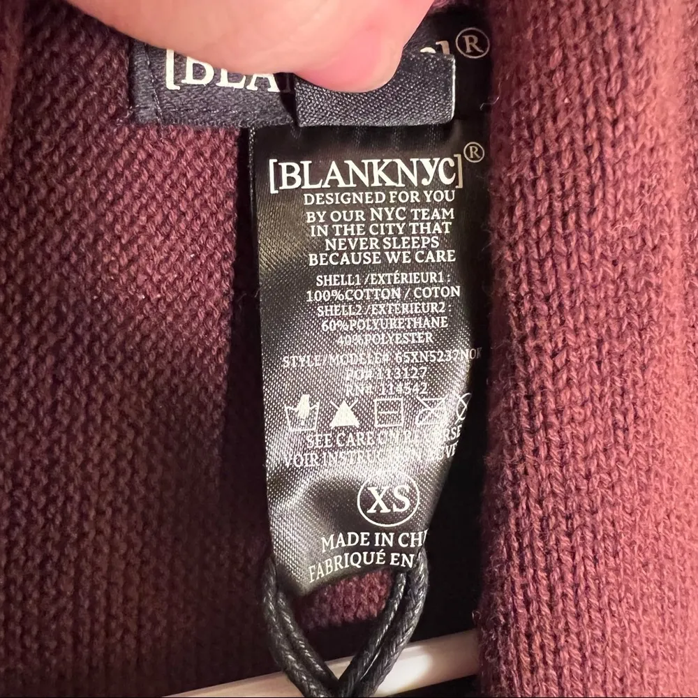 Blank NYC Faux Leather Trim High Low Cardigan Permanent Marker - Image 12