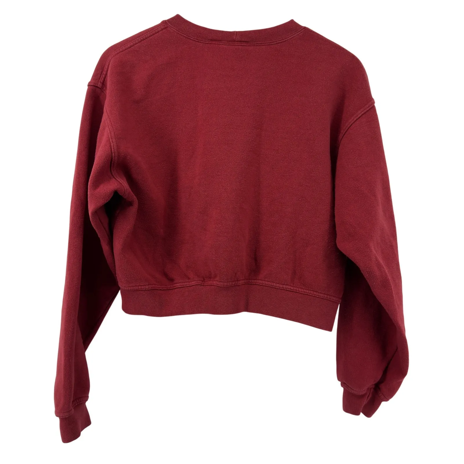 Vintage Levi's Cropped Crew Neck Sweatshirt Red Women L Made in Saipan USA Logo‎ - Image 5