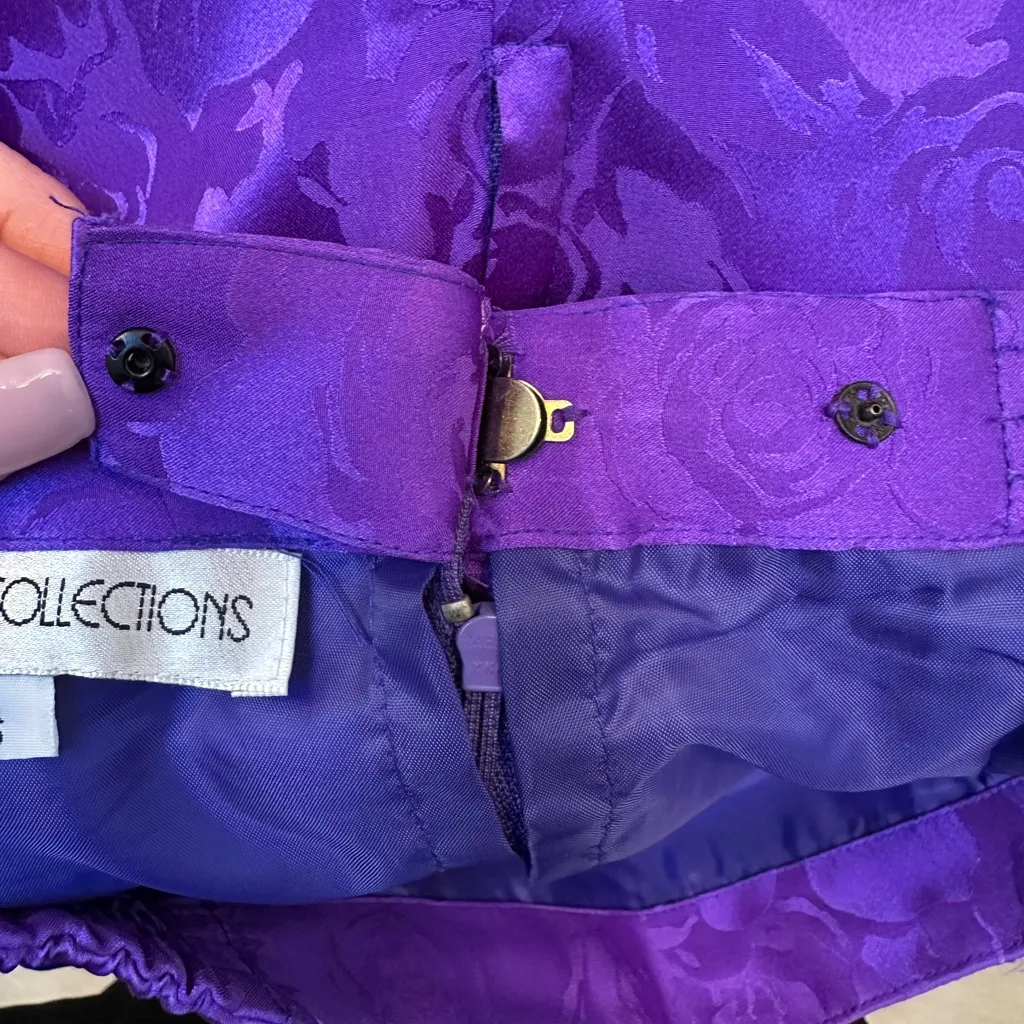 Vintage Anne Crimmins for Umi Collections Silk Floral Art To Wear Skirt Size 6 Purple - Image 9