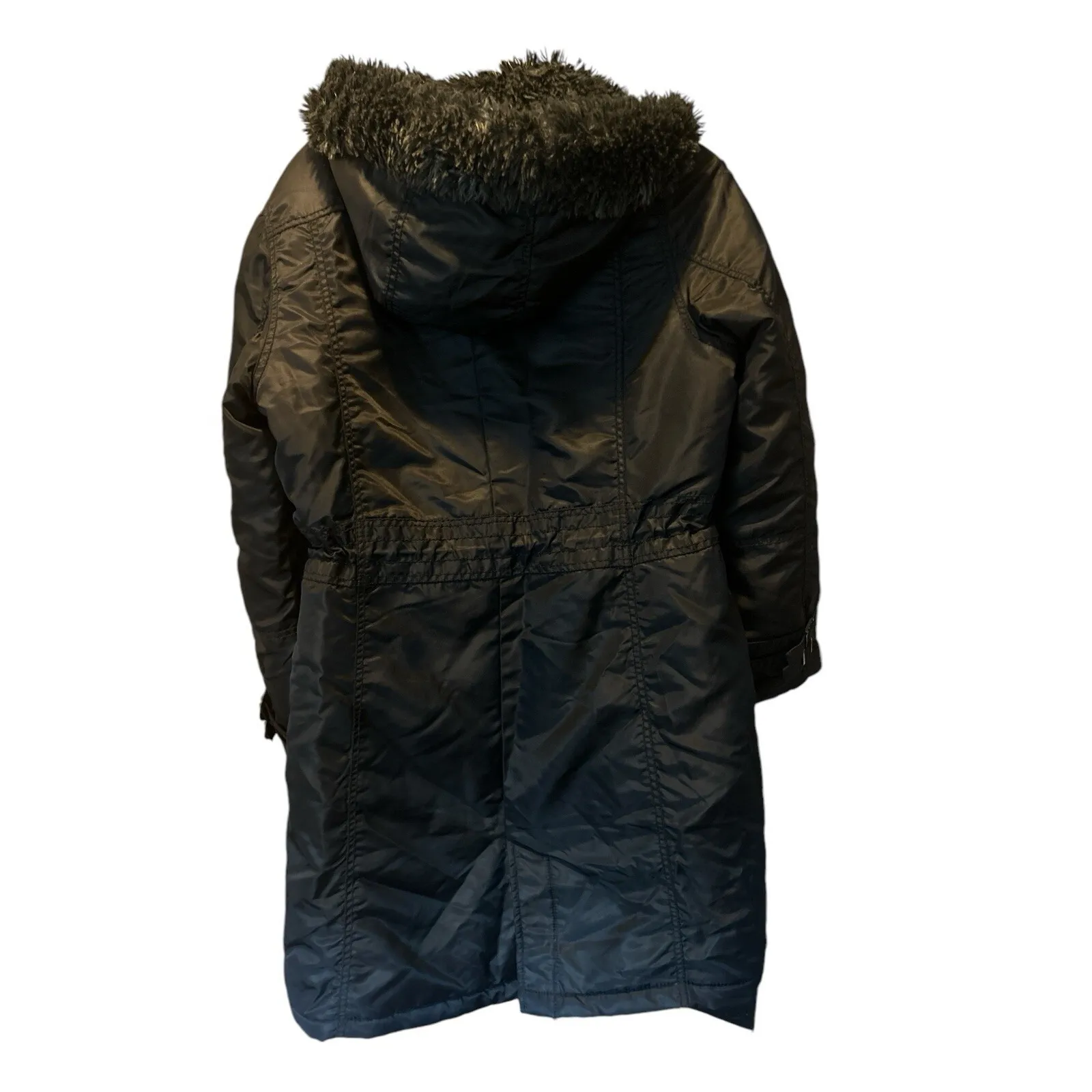 I. Spiewak & Sons Black Parka with‎ Faux Fur Trim in Black Size L Read Size L - Image 4
