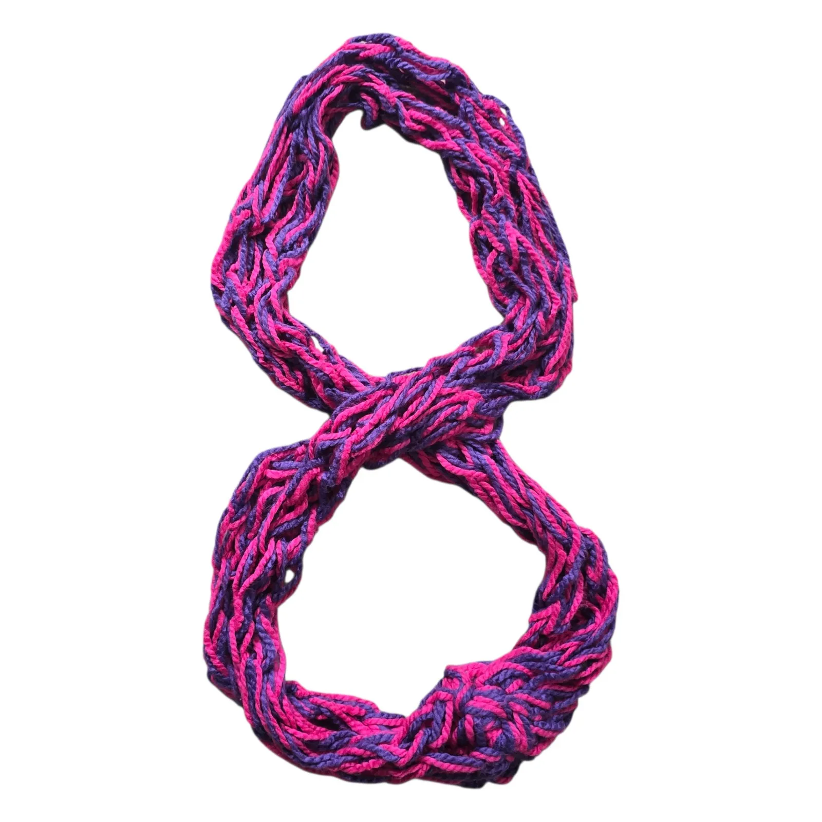 Y2K Vintage Multicolor Chunky Knit Cottage Granny Swan Cozy Wrap Shawl Scarf OS Pink - Image 6