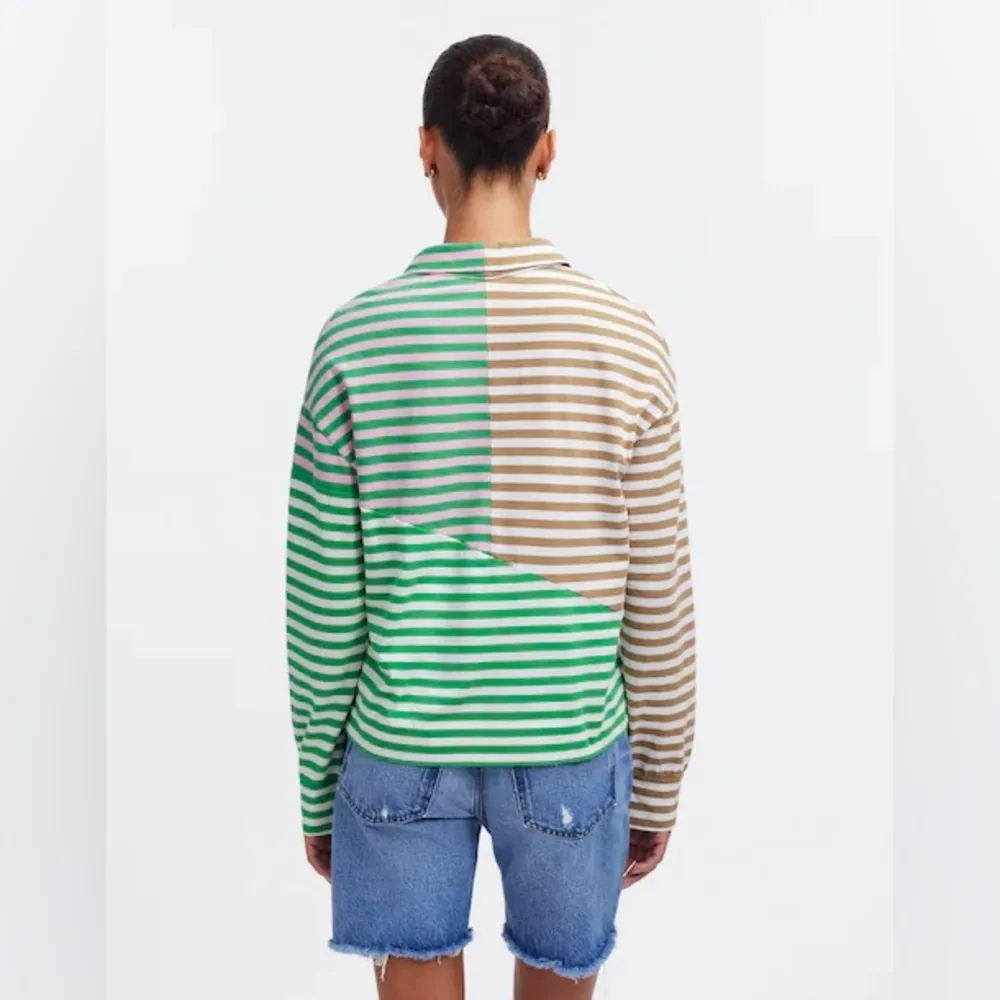 Kule The Beck Zip Neck Top Sweatshirt in Green Multi, Size S New w/Tag $168 - Image 7