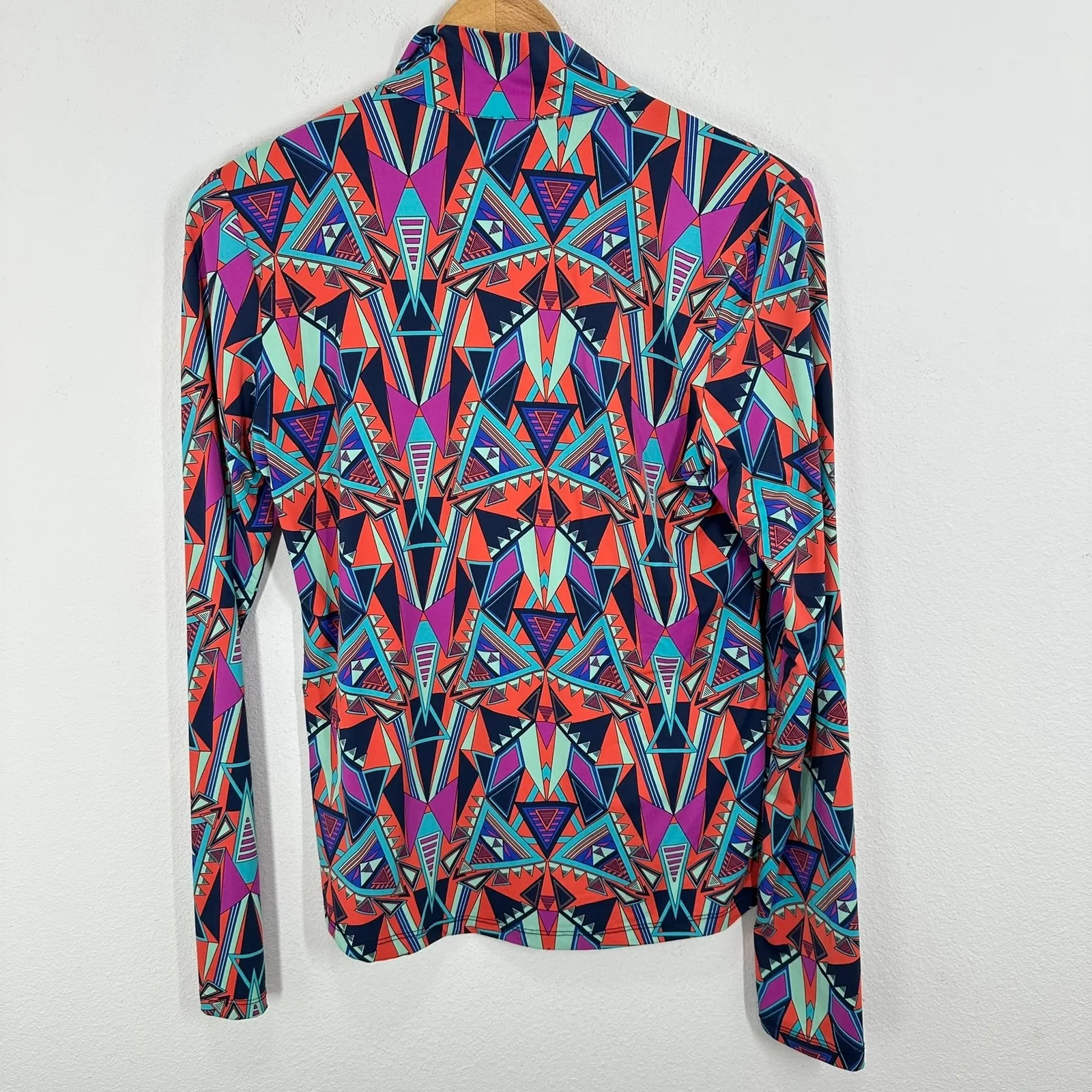 Title Nine Geometric Print Full Zip Long Sleeve Athletic Jacket Activewear - Image 9