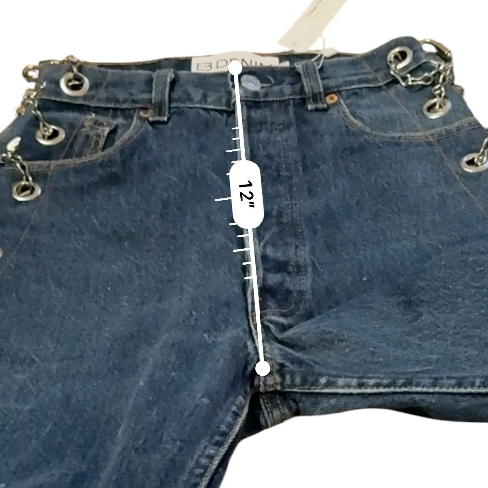 EB Denim Vintage‎ Chain Reworked Levi's High Rise Straight Leg Jeans Sz S NEW Blue - Image 13