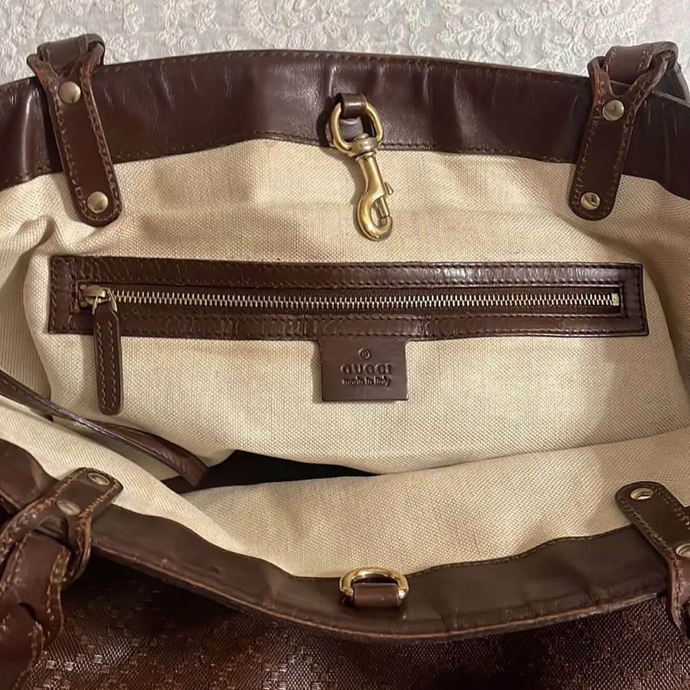 GUCCI Vintage Tote Bag  247209 Diamante Shoulder Bag Brown Leather - Image 14