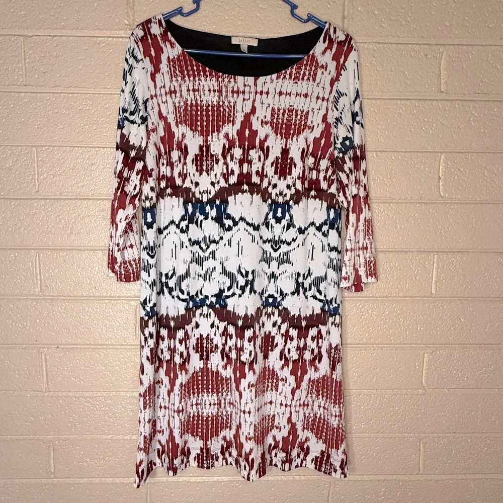 Halo Elegant Multicolor Patterned Dress Black Size L - Image 2