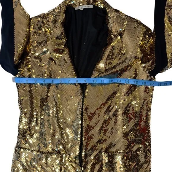 Les Chiffoniers *RARE* Sparkling Gold Sequin Blazer Jacket Women's‎ Small - Image 7