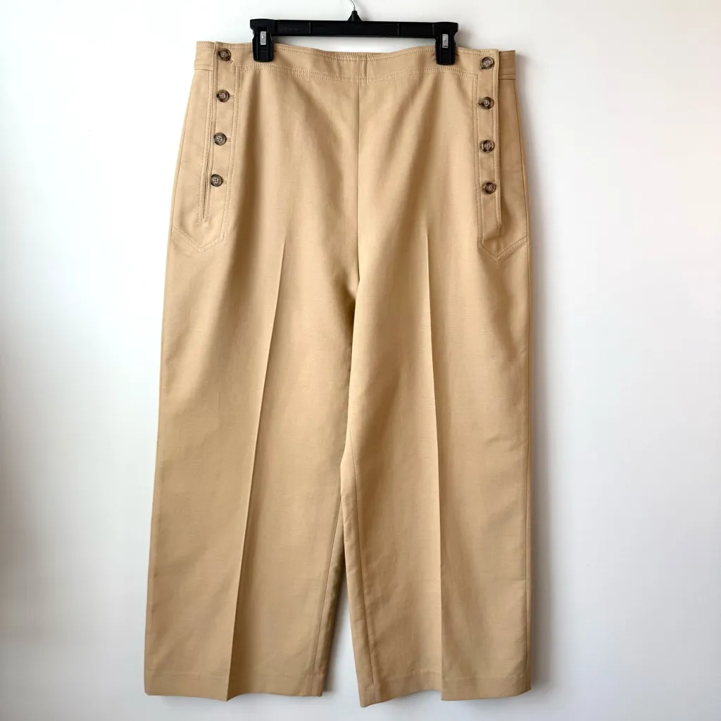 Polo Ralph‎ Lauren Wide Leg Crop Sailor Trouser Monument Tan 18 - Image 4