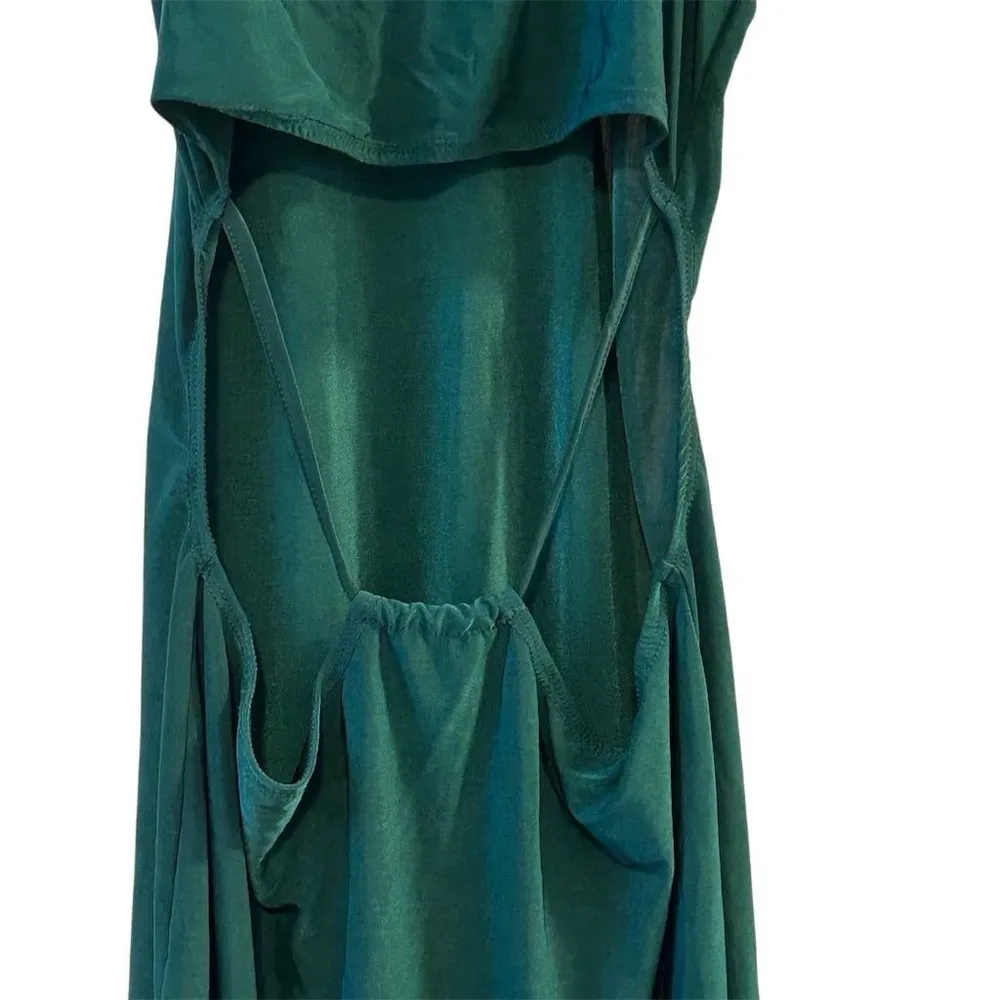 Pretty Little Thing Size 8 Emerald Green Slinky Racer Cut Out Bodycon Dress - Image 6
