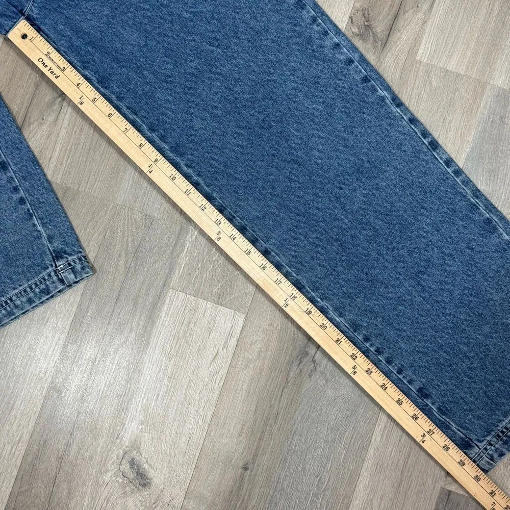 Topshop Zed Exposed Zipper High Waist Straight Leg Jeans Blue 28 Skater - Image 14