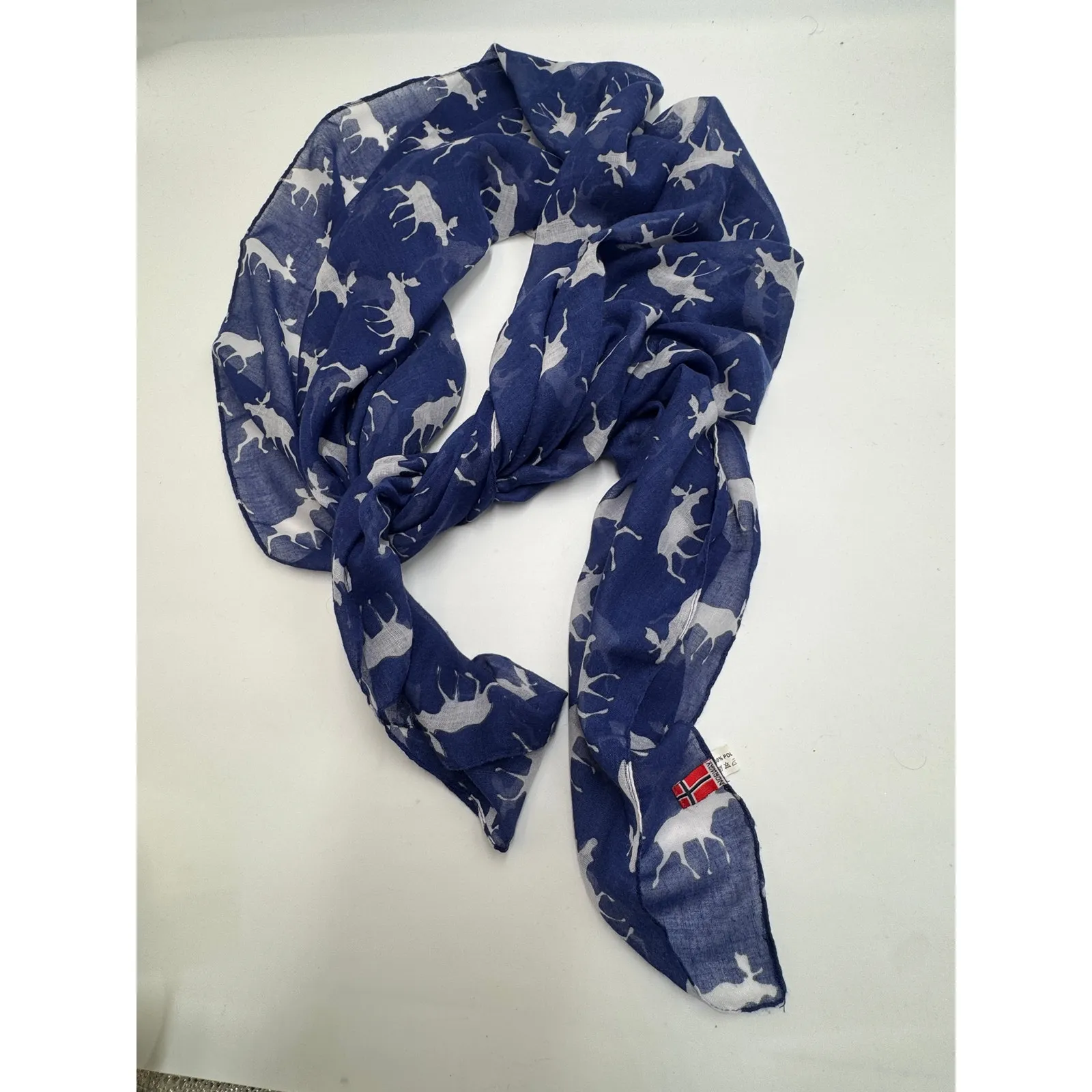 Norway · Nordic Moose Silhouette · Royal Blue White · Gauze Semi Sheer - Image 4