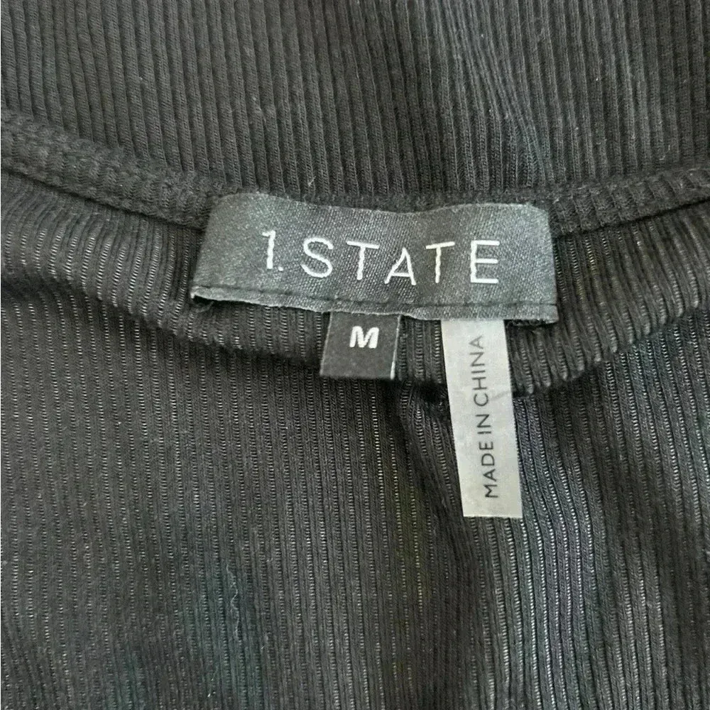 1. State V-Neck Chiffon Short Flutter Sleeve black Top in size medium - Image 4